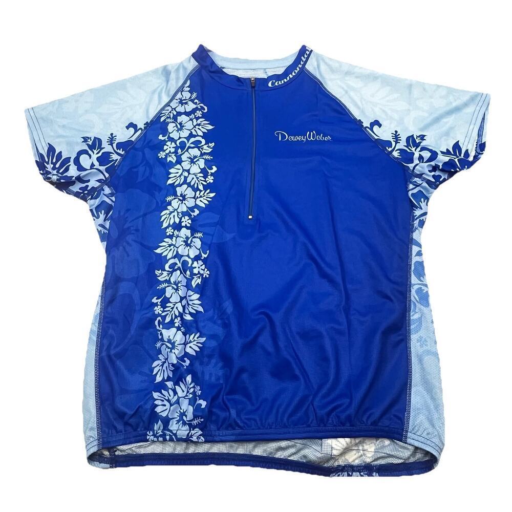 Cannondale Dewey Weber Cycle Jersey Blue 1/2 Zip Pullover Rear Pockets Womens L